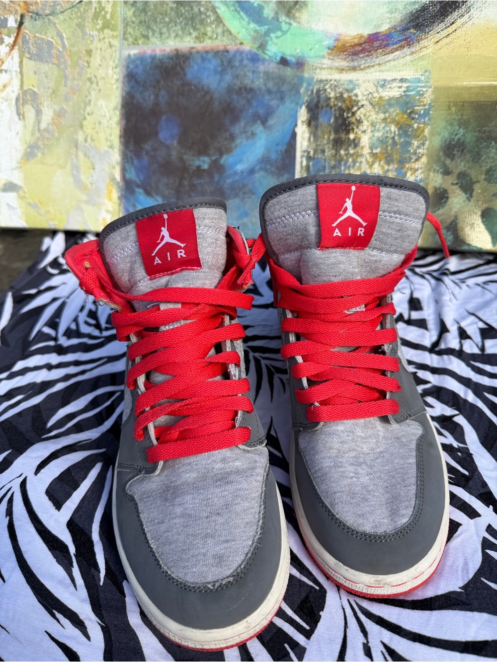 Jordan Kids Red and Gray High-Top Sneakers